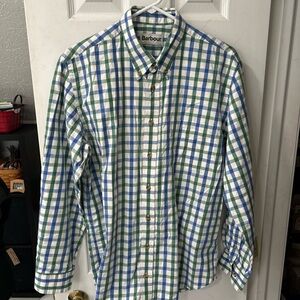 Barbour “Albion” Green and Blue Casual Button Down Shirt